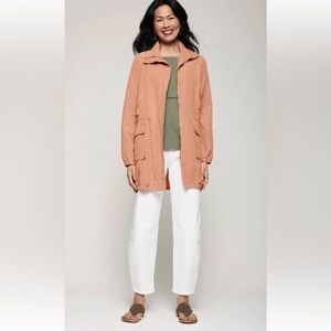 Lisa Bayne Apricot Sylvie Anorak Linen Blend Jacket Coat Women's Size S